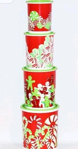 Tupperware ZUCKERSTANGE STAPELBAR WEIHNACHTEN URLAUB KANISTER 4er Set ~ gebraucht - Bild 1 von 4