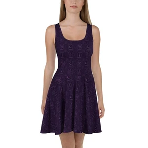 Purple Tarot Card Skater Dress for Women Mystic Witchy Gothic Gift - Picture 1 of 34