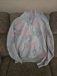 CHAMPION REVERSE WEAVE ALL OVER SCRIPT LOGO HOODIE PULLOVER GRAY Adult XL - Picture 1 of 7
