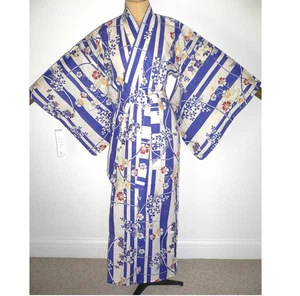 NEW GENUINE jAPANESE COTTON YUKATA KIMONO adapted to a ROBE DRESSING GOWN + BELT - Picture 1 of 14