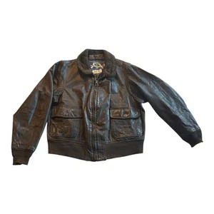 VTG US Navy Cooper Type G-1 Goatskin Leather Fur Flight Bomber Jacket Size 48R - Picture 1 of 9