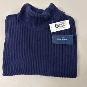 Club Room Herren 100 % Baumwolle Struktur Rollkragen Marineblau 10012536MN UVP $ 60,00 - Bild 1 von 7