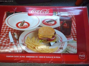 Dinnerware 28 Piece Vintage Gibson Coca-Cola Fountain Classic Set All In Box - Picture 1 of 11