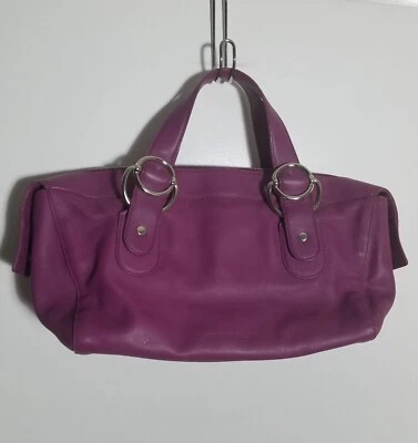 Bolso de mano Antonio Melani de cuero ligeramente usado, morado Foto 1 de 3