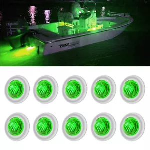 10x Luces de cortesía LED redondas para barco marino verde luz de popa impermeable - Imagen 1 de 6