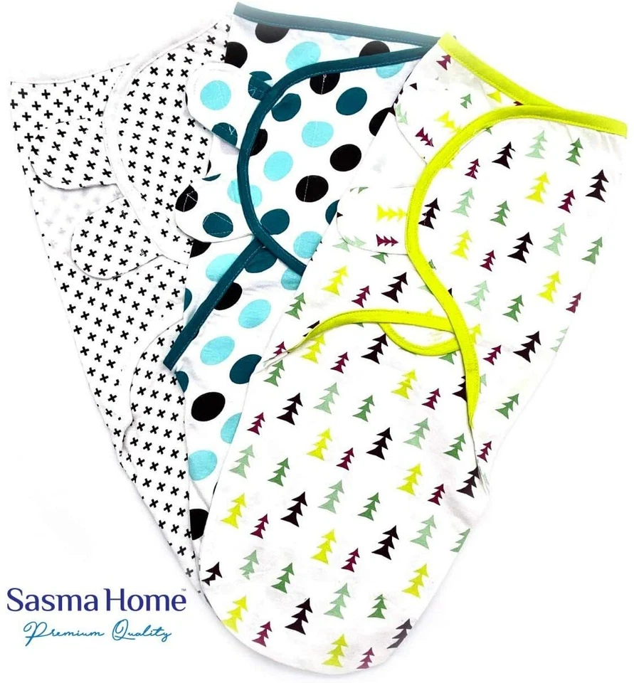 Paquete de 3 envolturas de pañales 100 % algodón para bebé de 0-3 meses envoltura de pañales para recién nacido Foto 1 de 3