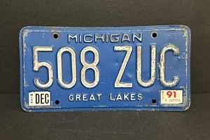 1991 Michigan License Plate w/Stickers — Great Lakes — 508 ZUC - Picture 1 of 23