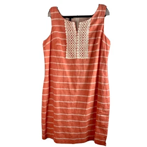 Talbots Linen Shift Dress Womens 16 Petite Coral Coastal Beachy Classic Preppy - Picture 1 of 15