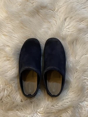 Zuecos planos sin cordones Sporto para mujer de cuero azul punta redonda talla US 8M Foto 1 de 4