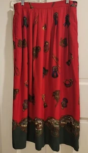 Susan Bristol Equestrian Red Pleated Long Full Skirt Womens 8 Ranch Derby - Picture 1 of 9