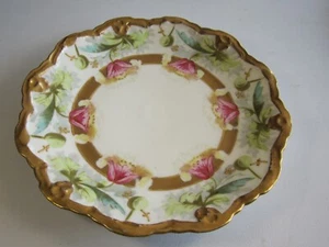 VTG Blake & Henderson Limoges Pink Florals & Gold Border Porcelain Plate - Picture 1 of 7