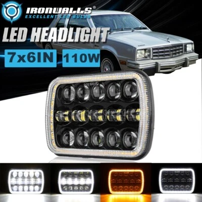 7x6英寸LED大灯高Lo光束DRL转向信号灯适用于庞蒂亚克凤凰1977-84 — 第 1/4 张图片