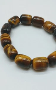 Natürliches fassförmiges klobiges Tigerauge Armband - Bild 1 von 7