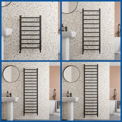 SOLARO Bathroom Square Bar Heated Towel Rail Radiator Rads Ladder Matt Black