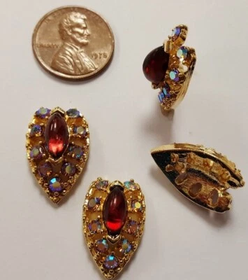 1 КРИСТАЛЛ AB СО СТРАЗАМИ КРАСНЫЙ NAVETTE ЛИСТ ДЕКОРАТИВНЫЙ ЗОЛОТОЙ ФИЛИГРАННЫЙ НАЙТИ R804 - Изображение 1 из 2