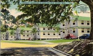 Vintage Postcard Cars Parked at Biloxi MS Keesler Field Barracks Army Air Force  - Picture 1 of 3
