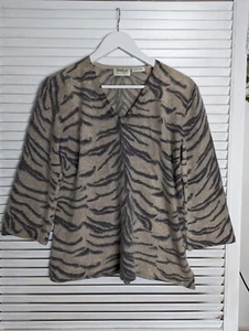 Neiman Marcus 00s Animal print Jumper - Large Grey 100% Cashmere - Picture 1 of 6