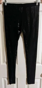 Kikiriki Leggings M Black Sequin Sheer Mesh Stretchy Mid-Rise Sexy Festival Y2K - Picture 1 of 4
