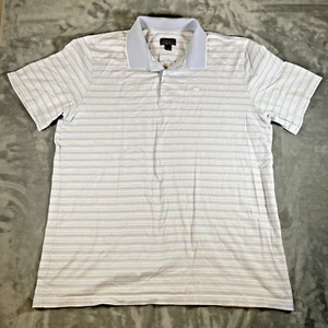 Arnold Palmer Polo Shirt Mens Large White Blue Stripes Short Sleeve EUC - Picture 1 of 11