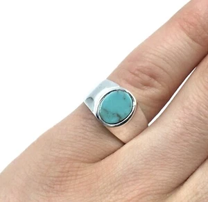 klassischer Türkis 925 Silber Bandring Herren Schmuck Ring Siegel 18.1mm / 57 - Picture 1 of 13