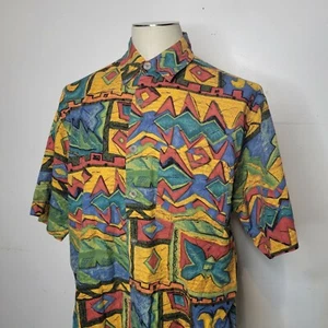 Vintage Territory Ahead Wild Pattern Rayon Blend Large Short Sleeve - Picture 1 of 7