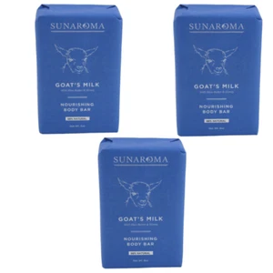 SUNAROMA Goat's Milk Nourishing soap Bar 100% Natural 8 oz 3 pack - Picture 1 of 5