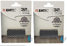 2 PACK Emtec 32GB Slide Flash Drive - USB 2.0 - Wallpaper (ECMMD32GM700WPTD01)™