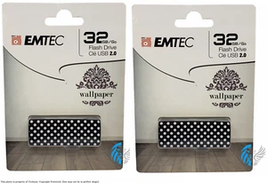 2 PACK Emtec 32GB Slide Flash Drive - USB 2.0 - Wallpaper (ECMMD32GM700WPTD01)™ - Picture 1 of 3