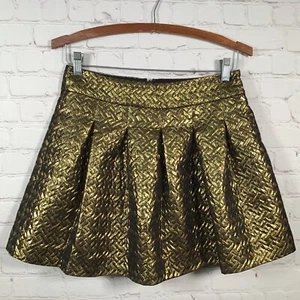 Banana Republic Gold Brocade Box Pleat Skirt with Pockets size 2 - Picture 1 of 8