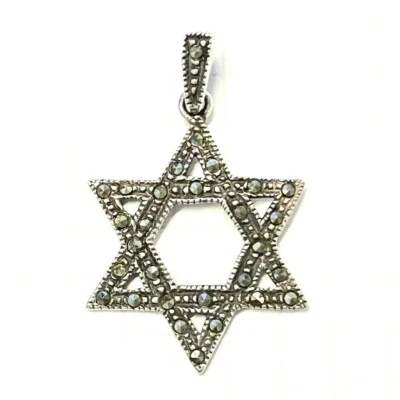 MARCASITE Jewish Star of David PENDANT .925 STERLING SILVER - Image 1 of 3