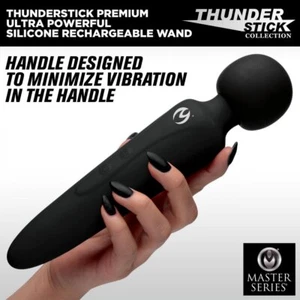 Varita recargable impermeable de silicona ultra potente Thunderstick Premium negra - Imagen 1 de 10