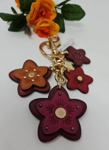 🌟🌷Coach Wildflower Mix Bag Charm Bright Violet Multi Key Ring NWT *AUTHENTIC* - Picture 1 of 9