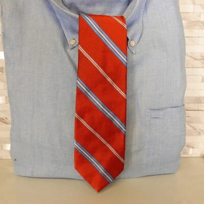 Corbata Brooks Brothers Makers para Hombre Naranja Repp Rayas Seda Preppy Tejida EE. UU. Foto 1 de 4