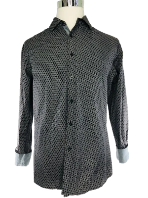 Camisa para hombre SAHARA CLUB jugador dados abotonada manga larga negro blanco largo $45 Foto 1 de 4