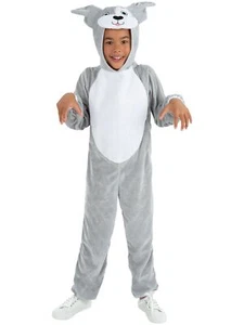 Smiffys Dog Costume, Grey with Hooded Jumpsuit, Children's Animal Fancy Dress, A - Picture 1 of 3