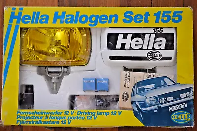 VTG NOS CHROME HELLA 155 YELLOW DRIVING LIGHTS W/ COVERS Jaguar XJS BMW Mercedes - Image 1 of 4