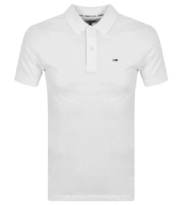 Tommy Jeans Slim Fit Placket Polo T Shirt White Size XS. - Picture 1 of 5