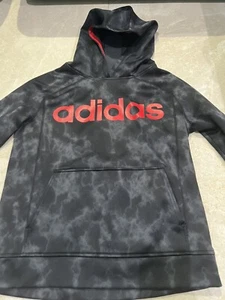 Adidas Youth Large 14 / 16 Black & Gray Tie Dye W/ Red Logo Hoodie - Picture 1 of 8