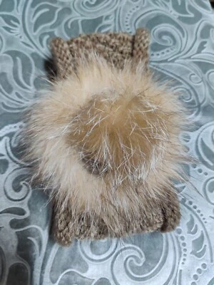 Diadema Tejida Calentador de Orejas Teñido Piel Completa Zorro Índigo Marrón Acogedor Para Mujer  Foto 1 de 4