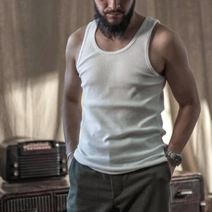 Camiseta sin mangas básica de algodón ajustada informal acanalada sin mangas playa SIN STOCK para hombre - Imagen 1 de 40