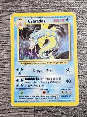 Pokémon TCG - Gyarados Base Set 6/102 Holo Unlimited Holo Rare HP - Image 1 of 2