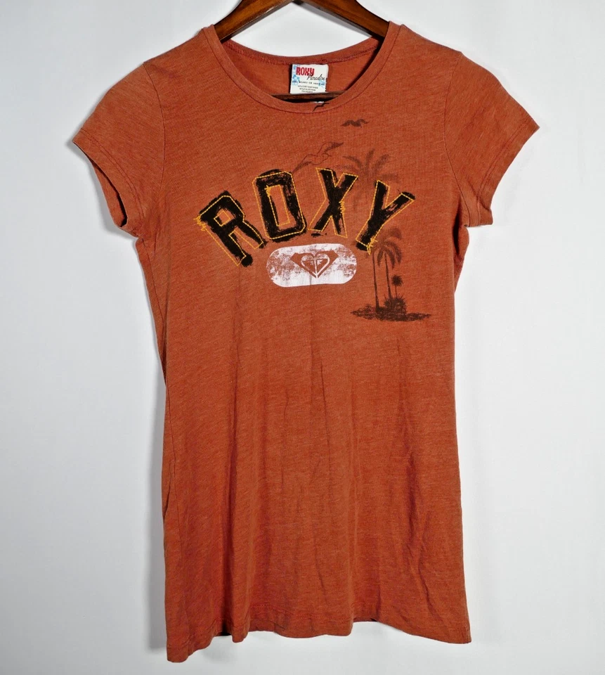 Vintage Roxy Paradise Womens Y2K Graphic Top Size M Long Streetwear Surf Casual - Image 1 of 4