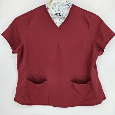 Fabletics Scrub Top Womens 4X Method 2 Pockets Uniforms Healthcare Maroon - Image 1 of 4