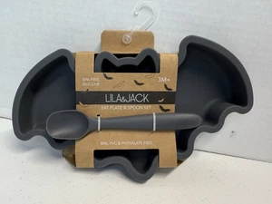 Halloween Lila & Jack Bat plate & spoon NEW - Picture 1 of 4