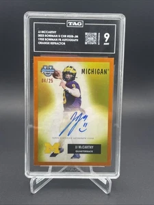 2023 Bowman U Chrome JJ McCarthy On Card Auto Orange 1955 #/25 TAG 10 Gem Mint - Bild 1 von 4