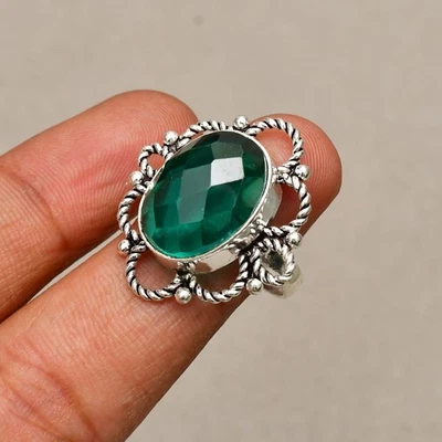 Paraiba Turmalin Edelstein 925 Sterling Silber Schmuck Ring Größe 8 - Bild 1 von 4