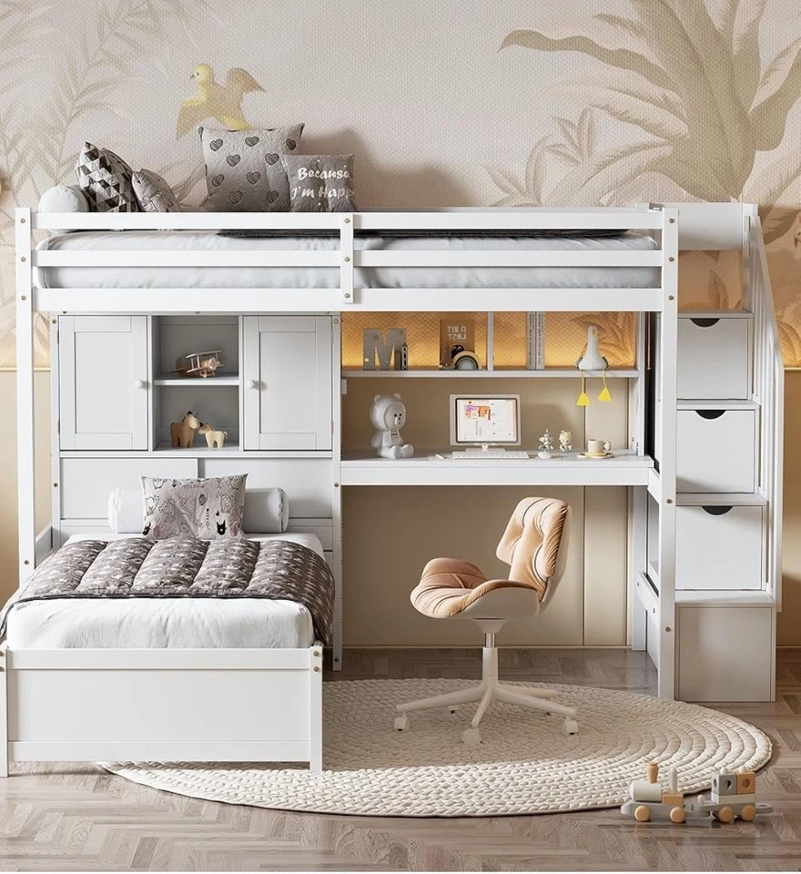 Twin Multifunction Bunk Bed with Desk/Storage Compartments - Image 1 of 1