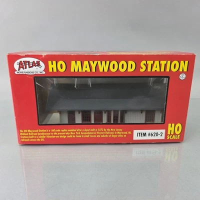 Atlas 620-2 HO 1872 Built-Up Maywood Train Station Gray w/Maroon Trim OPEN BOX - Image 1 of 4