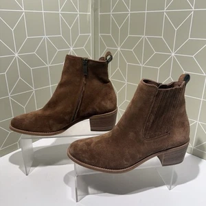 Paul Green Women Sante Western Cowboy Brown Suede Boots size 10 ZipUp Block Heel - Picture 1 of 7