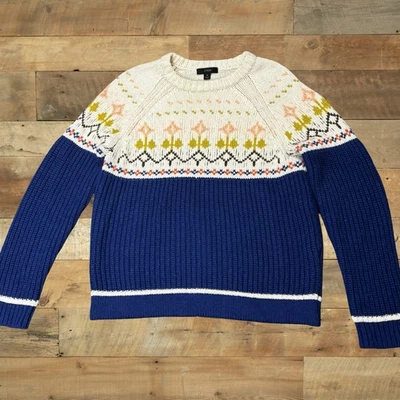 Suéter J Crew Floral Fair Isle Cuello Redondo, Acogedor Grueso Tejido Floral Para Mujer’s Pequeño Foto 1 de 4